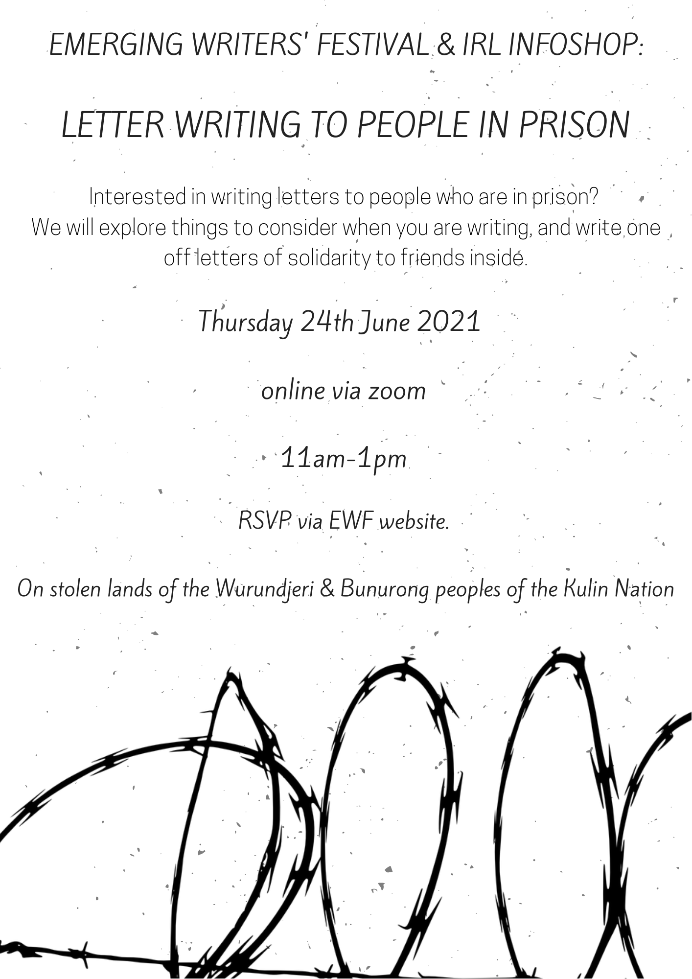 Letter Writing for People in Prison flyer