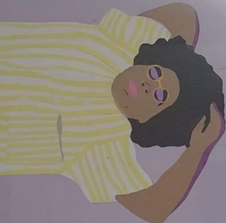 An illustration of a person laying down against a purple backdrop